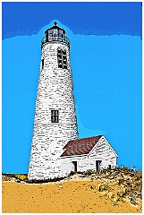 Great Point Lighthouse Tower on Nantucket -Digital Painting
